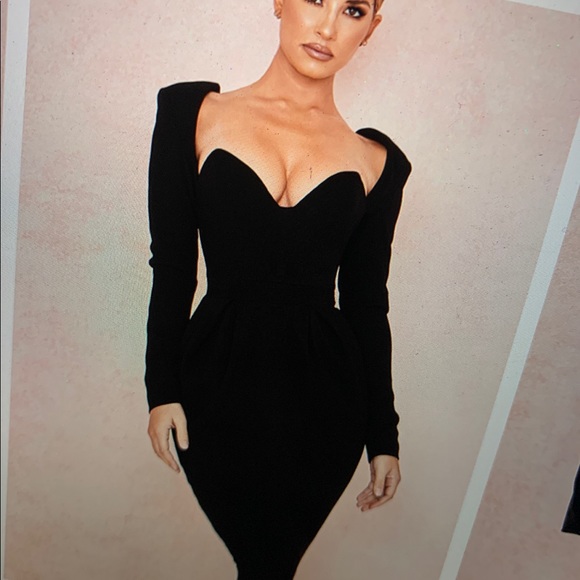 Black Long Sleeve Midi Dress 